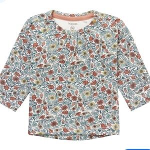 🍊5/$25 NWOT Noppies Organic Kids Long Sleeve Floral Tee size 4-6m